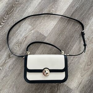 Black and White Crossbody Bag with Gold Hardware